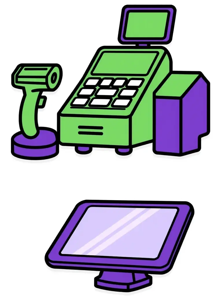 A clean, professional icon representing 'Core POS Functionalities' for the Canna Flow Basic Plan, displayed on a white background.