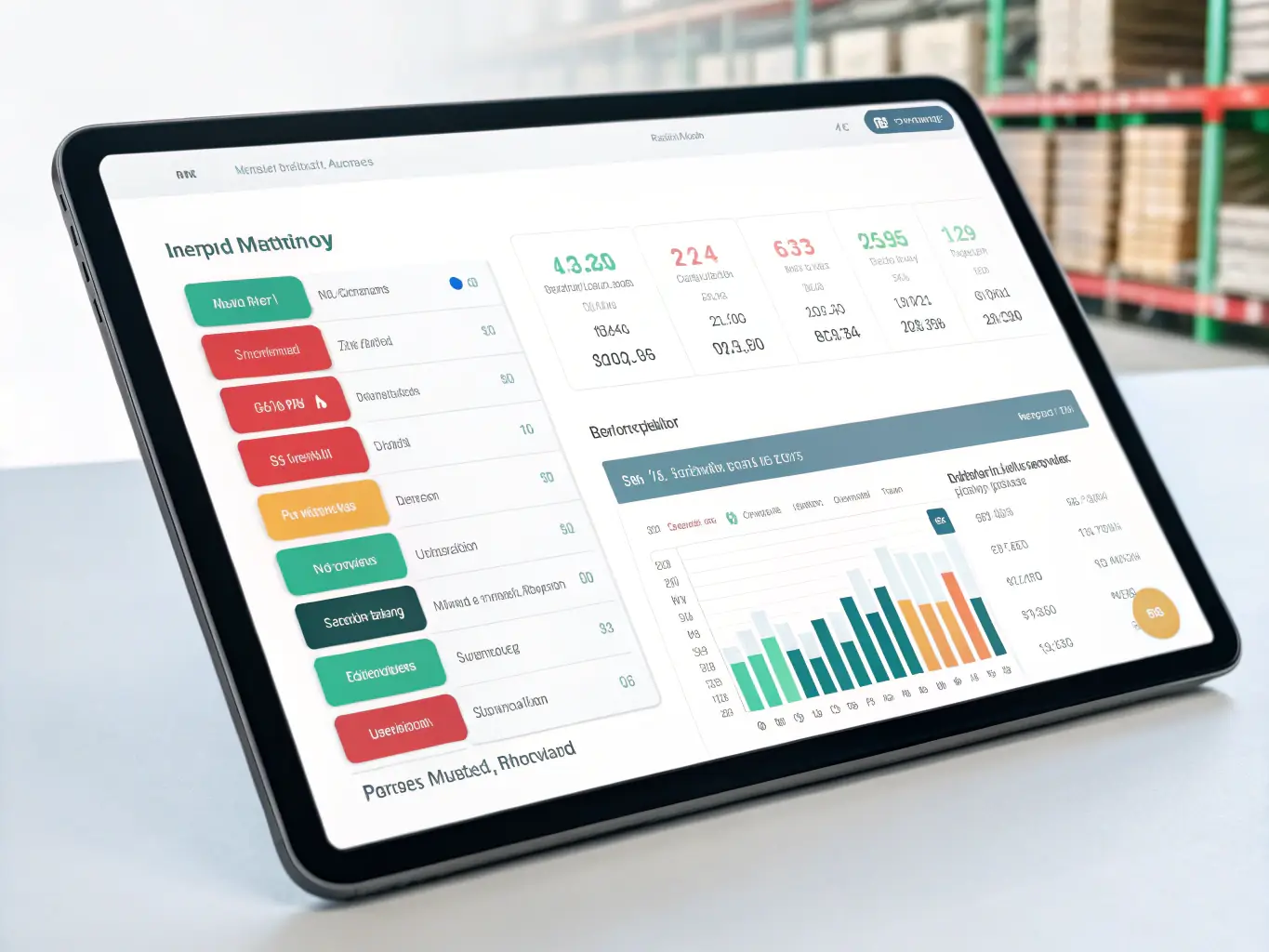 A detailed image showcasing the Canna Flow app's inventory management interface, displaying real-time stock levels, product details, and automated reordering options, set in a modern cannabis retail environment.